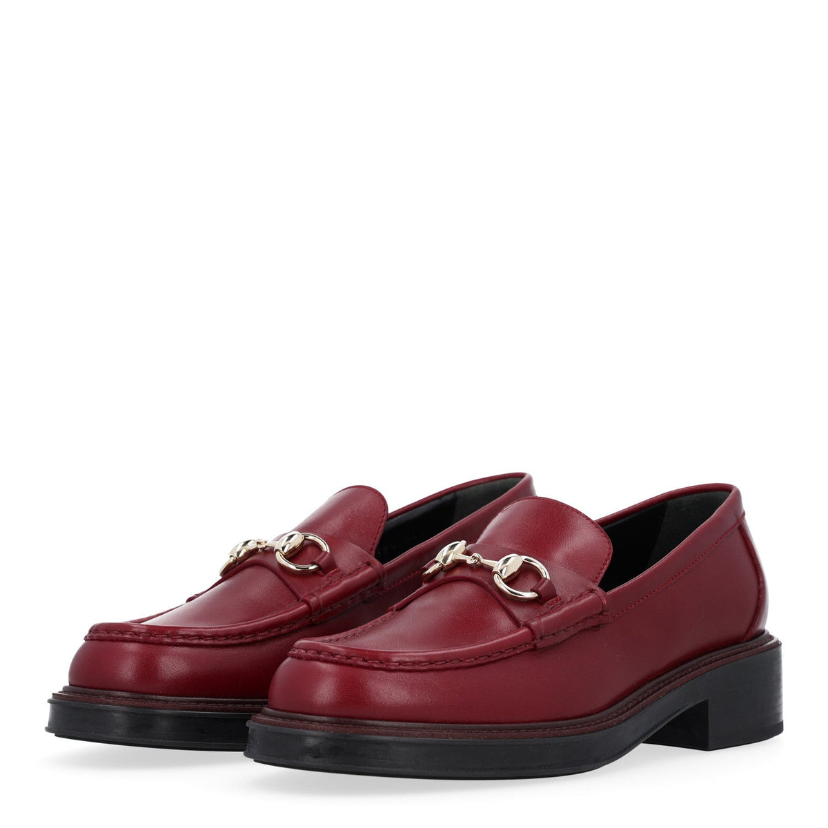 Cordovan Lux Womens Horsebit 45mm Platform Loafers 38.5 Vintage Bordeaux