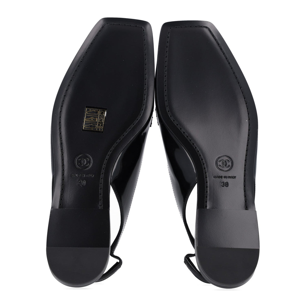 Shiny Calfskin Slingback Loafers 38 Black