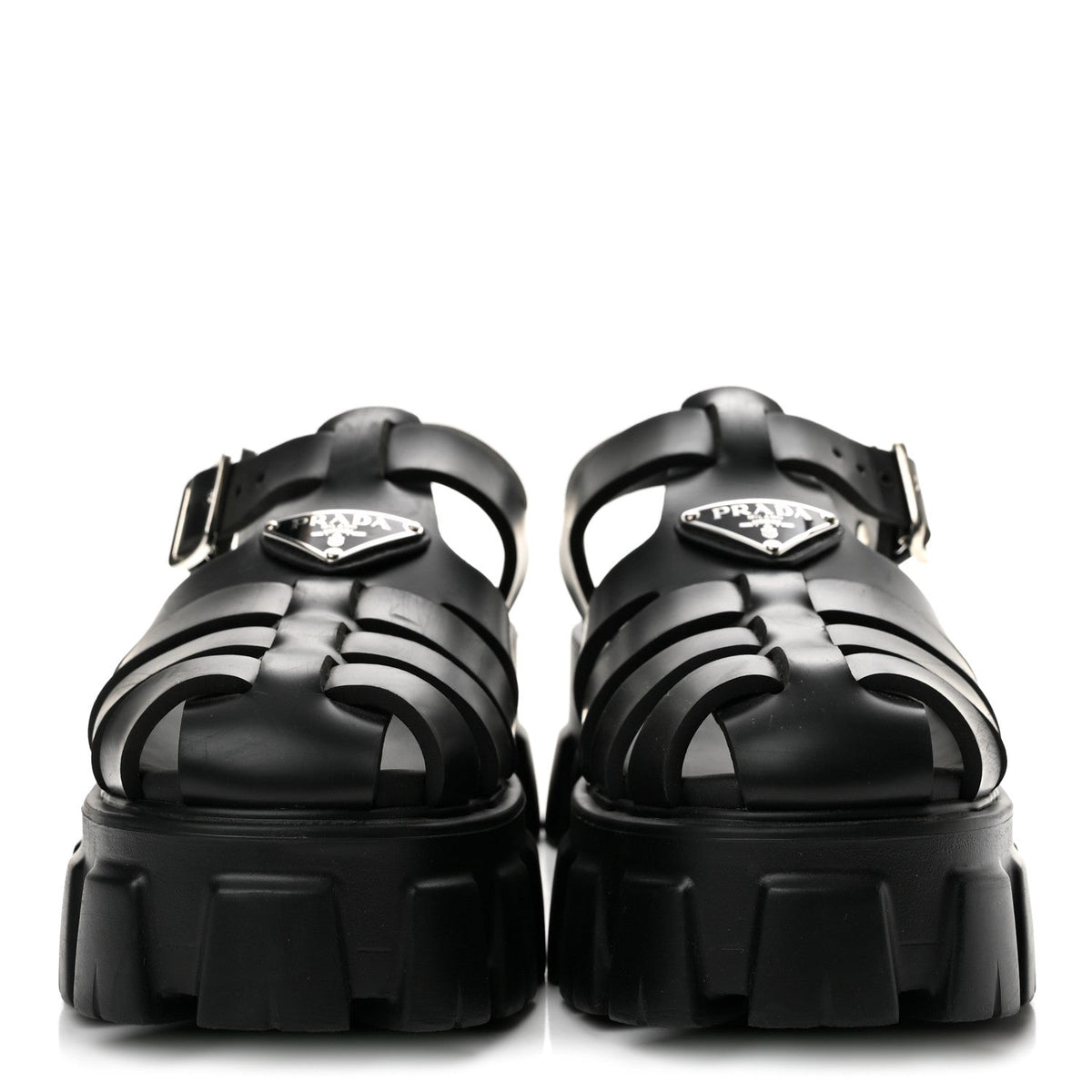 Foam Rubber Triangle Logo Monolith 55mm Cage Sandals 38 Black