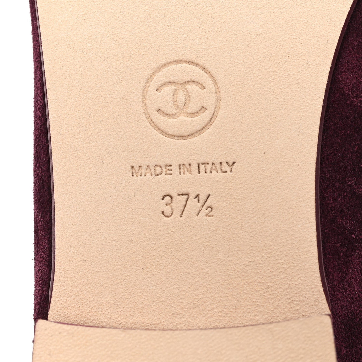 Suede Patent Cap Toe CC Ballerina Flats 37.5 Burgundy