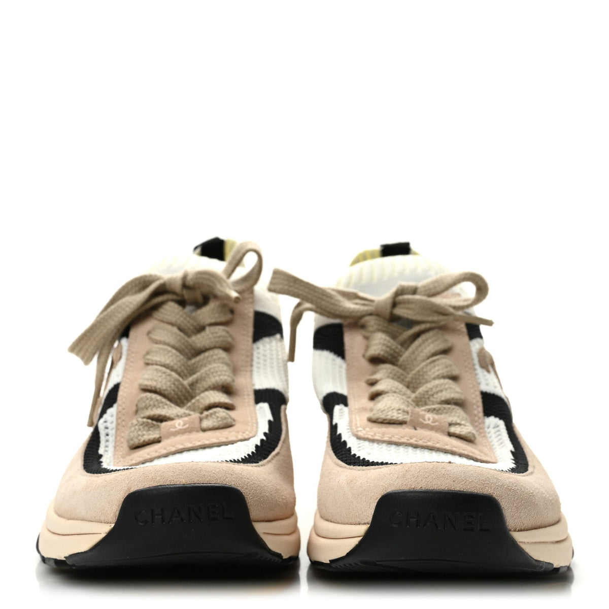 Mesh Suede Fabric Womens CC Sneakers 39 Pink White Black