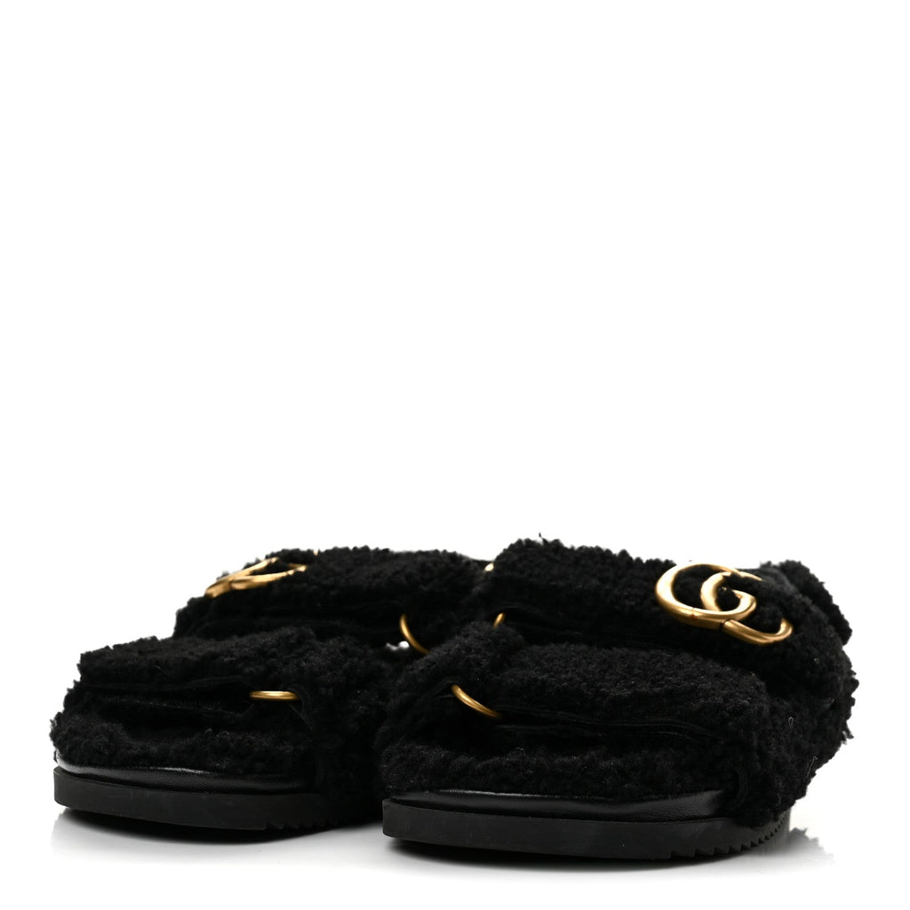 Shearling Double G Womens Dad Sandals 36.5 Black