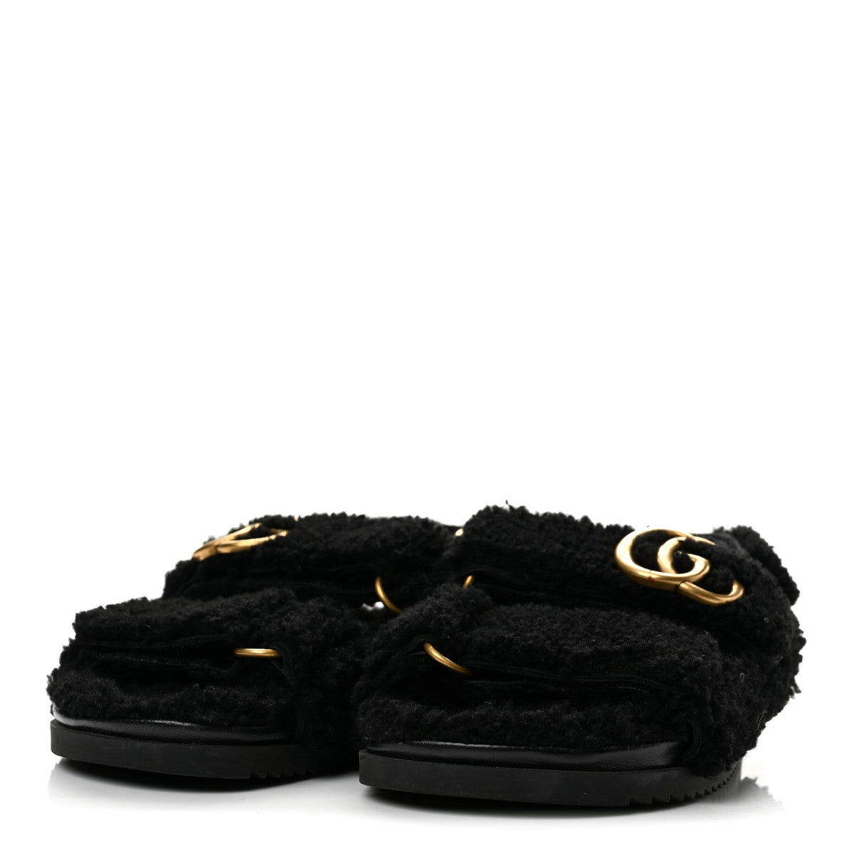 Shearling Double G Womens Dad Sandals 36.5 Black