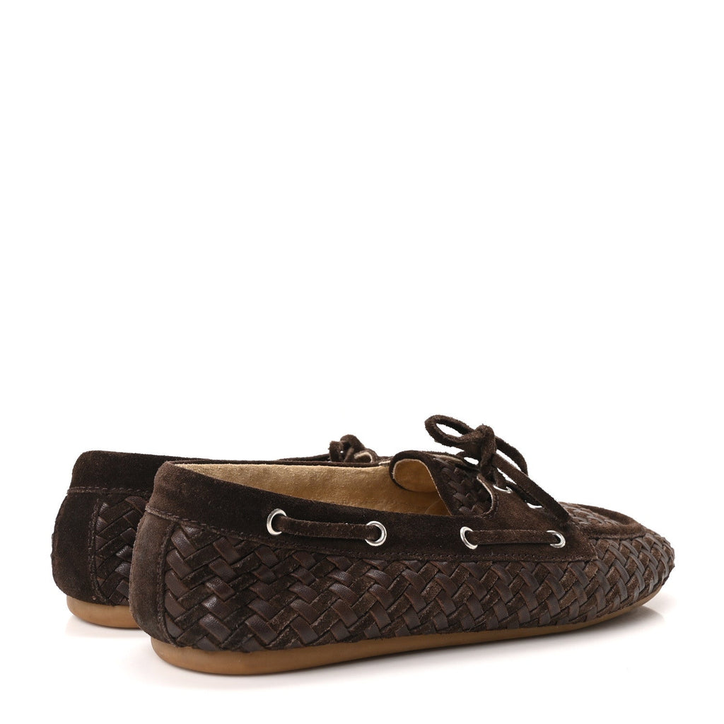 Scamosciato Nappa Aviator Woven Boat Shoes 40 Moro
