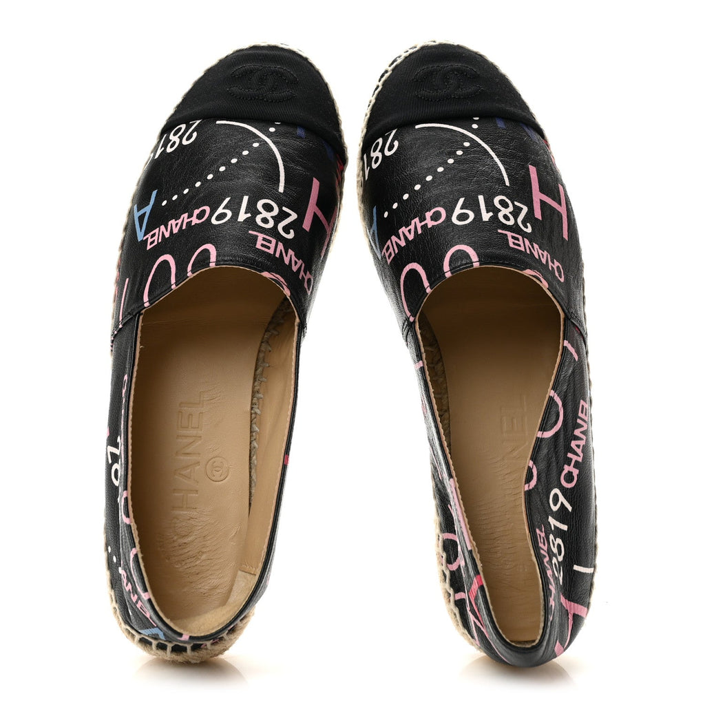 Lambskin Grosgrain Printed Espadrilles 36 Multicolor Black