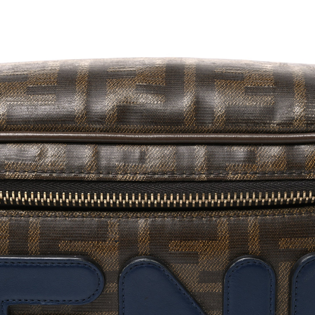 X FILA Glazed Fabric Vitello Century FF 1974 Mania Belt Bag Mogano Panna Blueberry Mogano Panna Blueberry