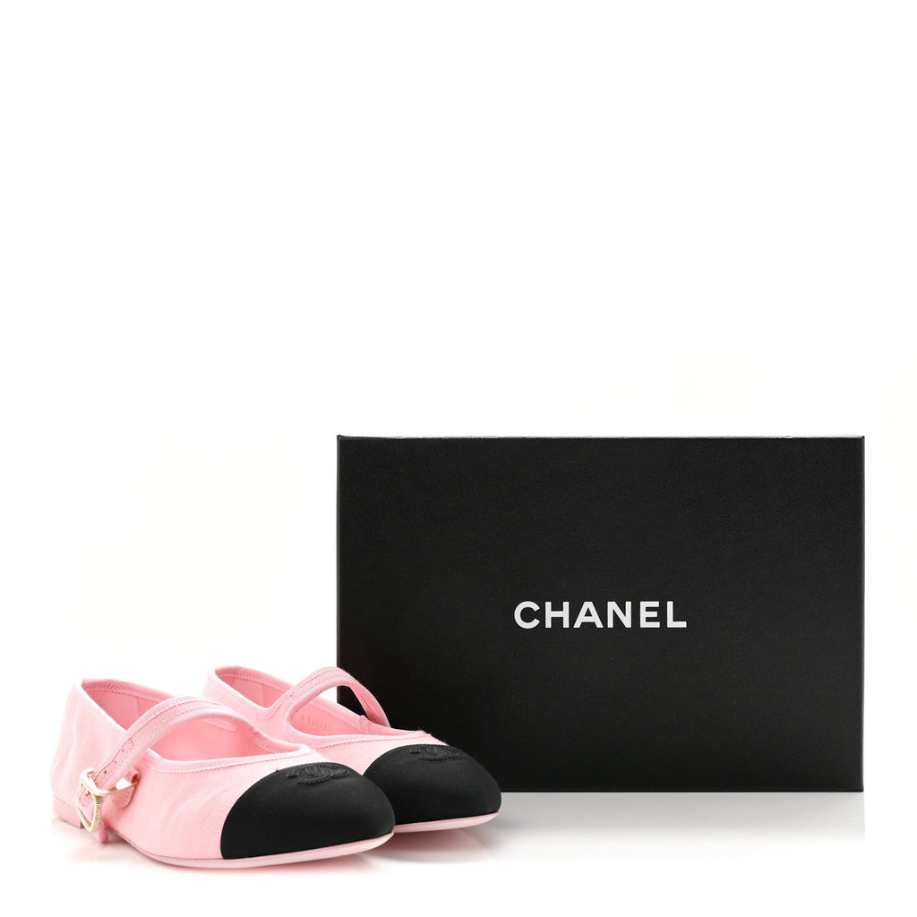 Fabric Grosgrain Mary Jane Flats 38.5 Light Pink Black
