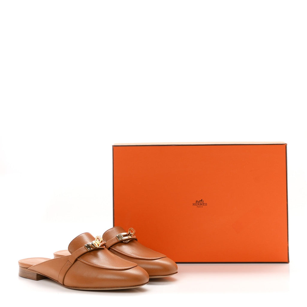 Calfskin Oz Mules 36 Naturel