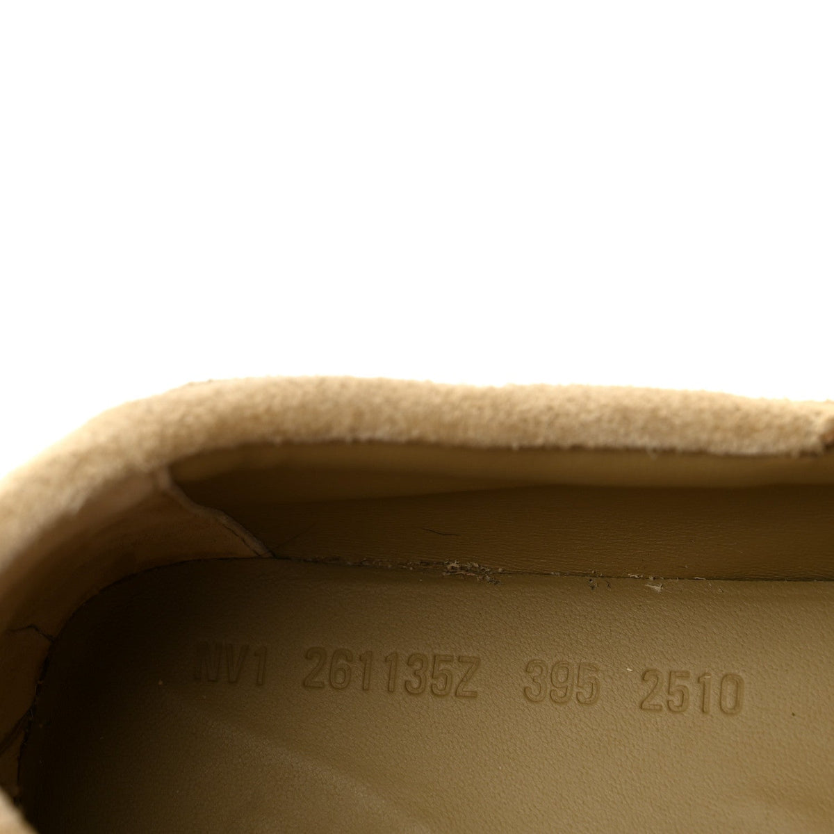 Suede Calfskin Womens Member Lazy Loafers 39.5 Beige Albatre