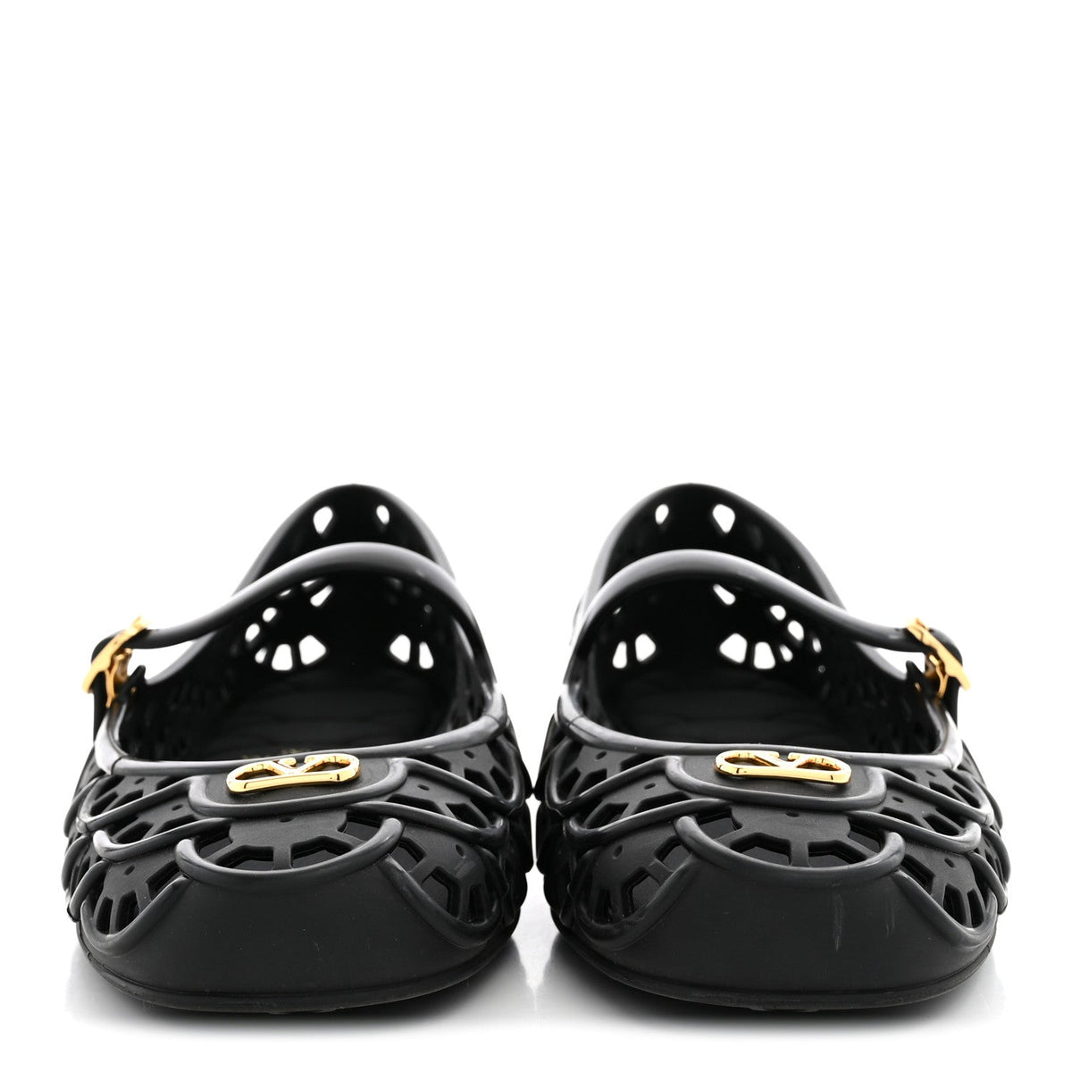 Scalloped Rubber VLogo Ondette Ballerina Flats 41 Black