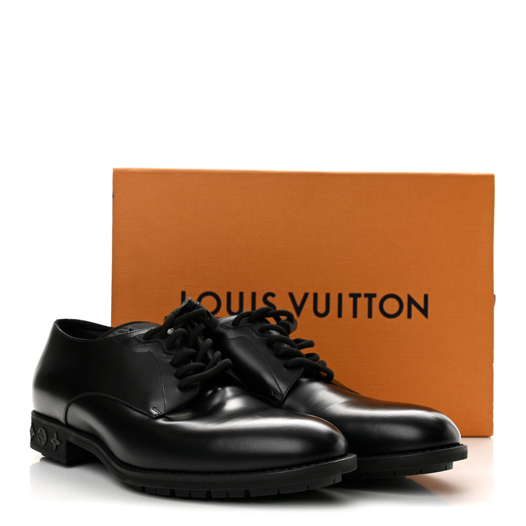 Calfskin Mens Formal Derby Shoes 6 Black