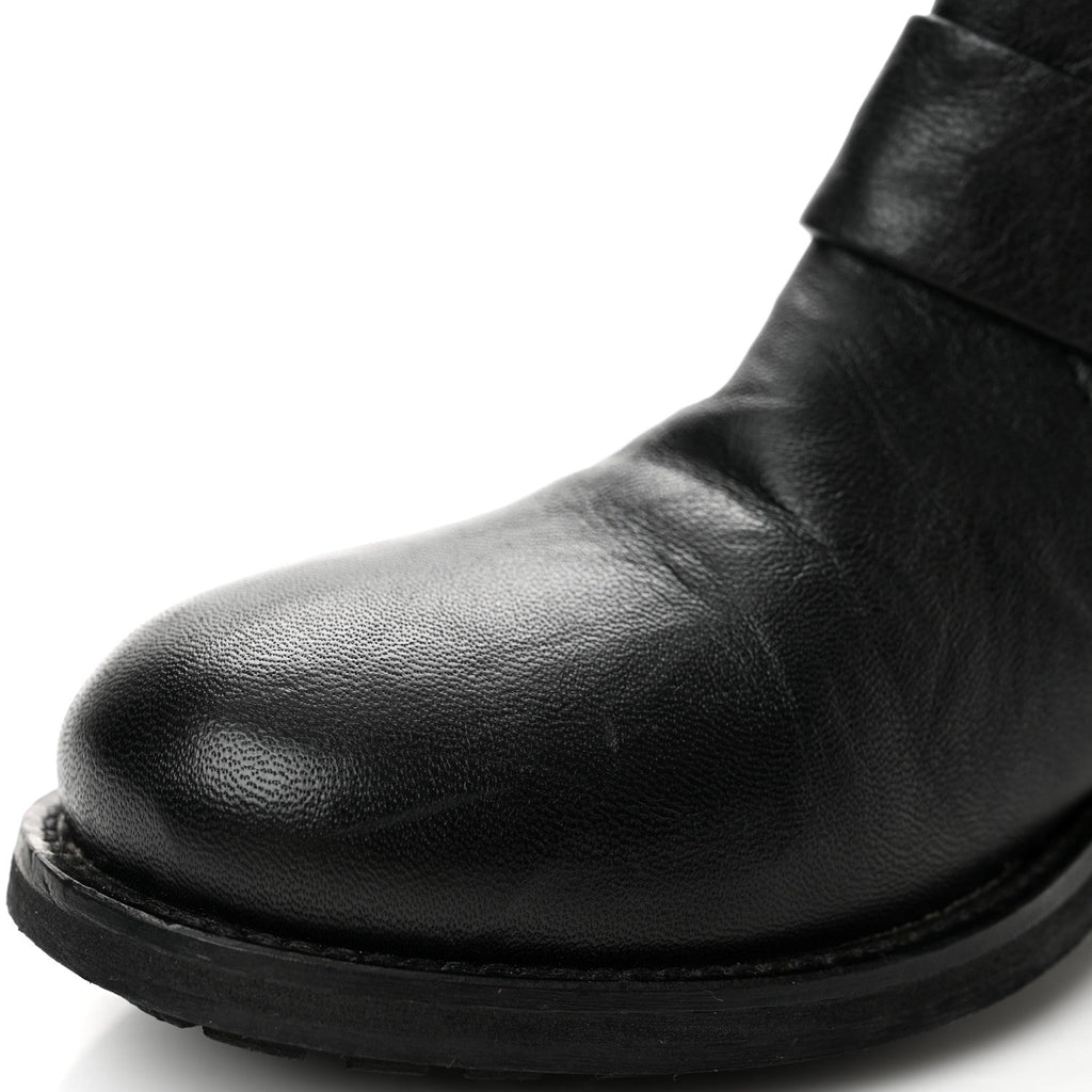 Biker Lambskin Youth Biker Boots 35 Black