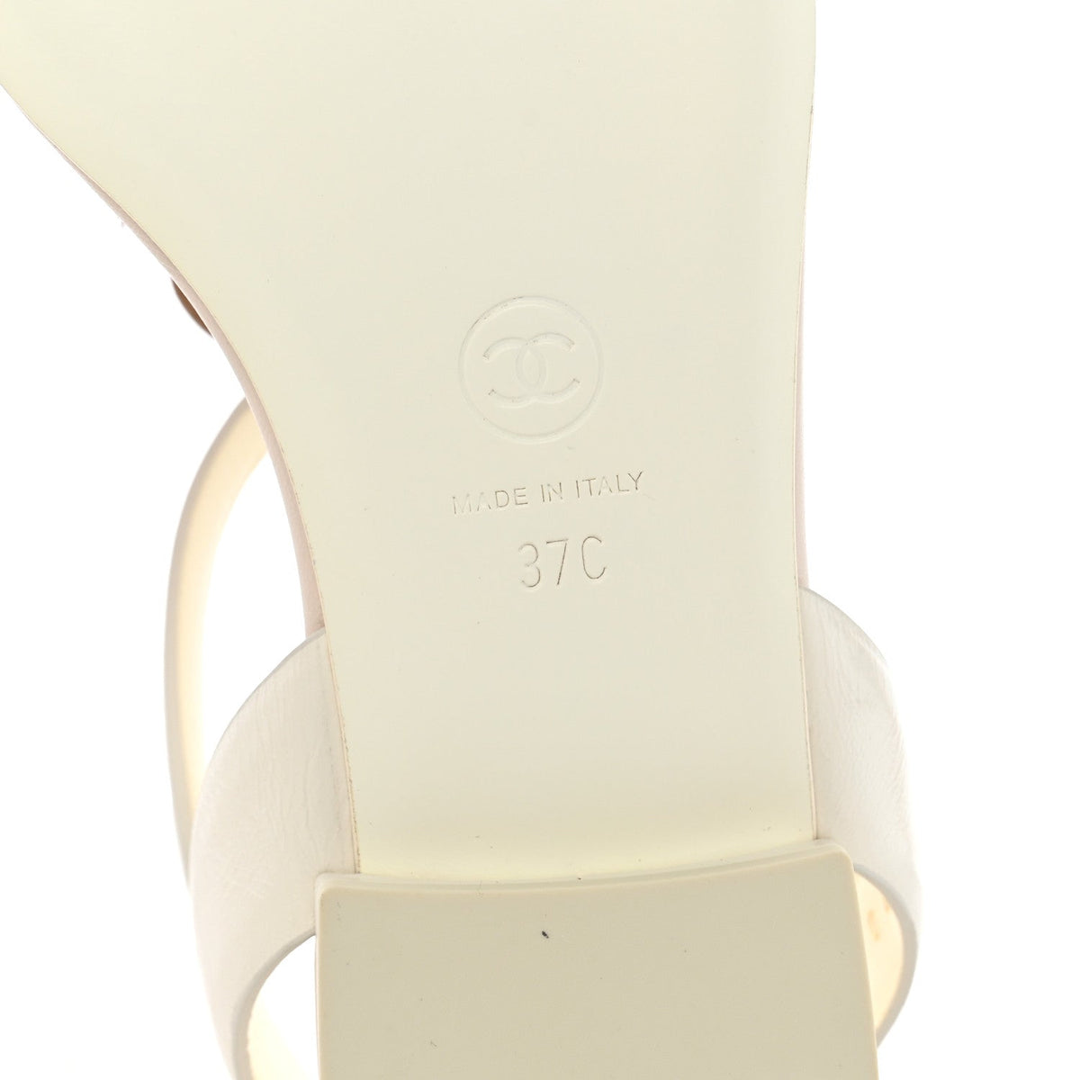 Shiny Calfskin Camellia Thong Sandals 37 Ivory Beige