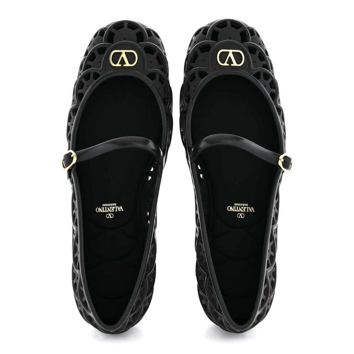 Scalloped Rubber VLogo Ondette Ballerina Flats 41 Black
