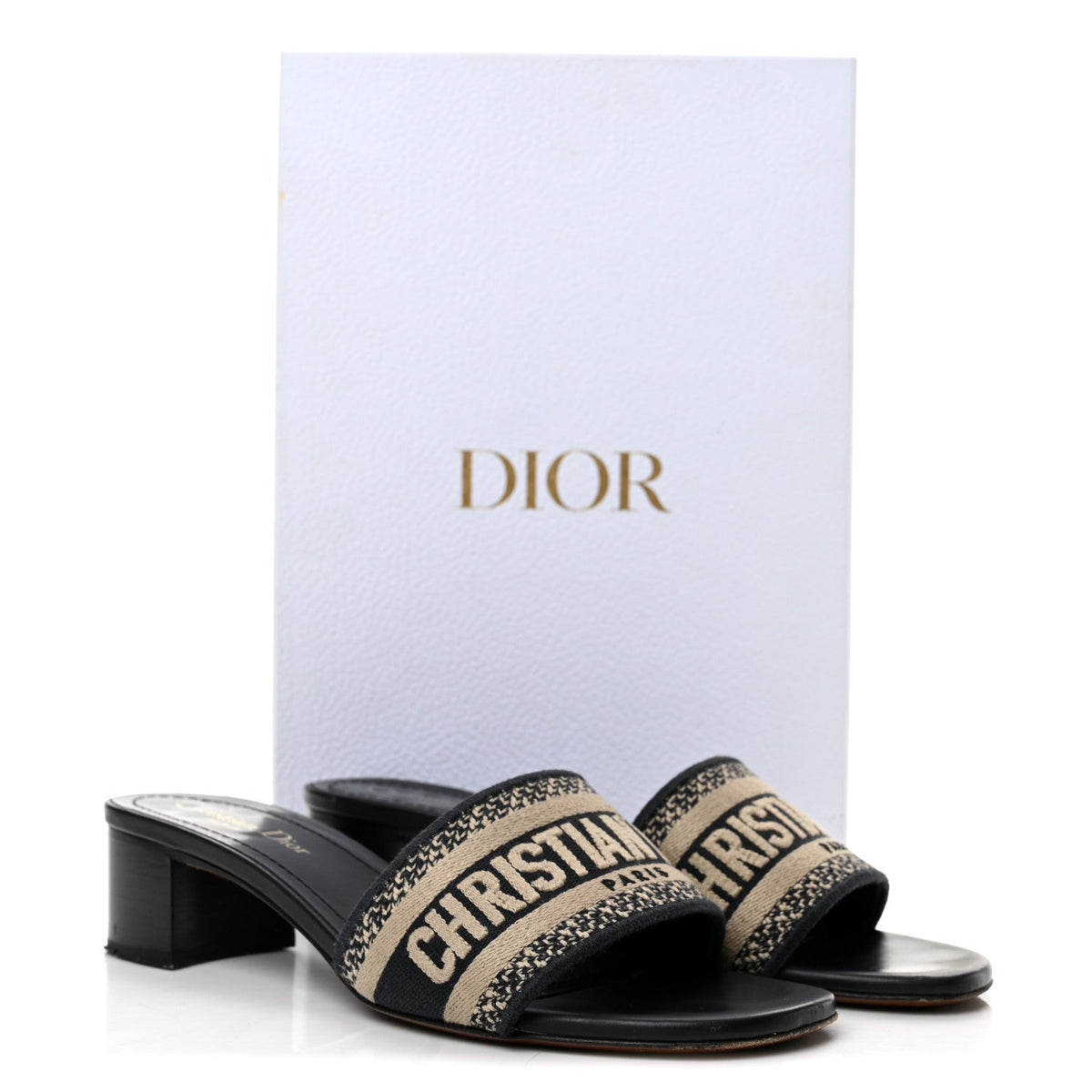 Cotton Embroidered Dway 40mm Slide Sandals 38 Deep Blue