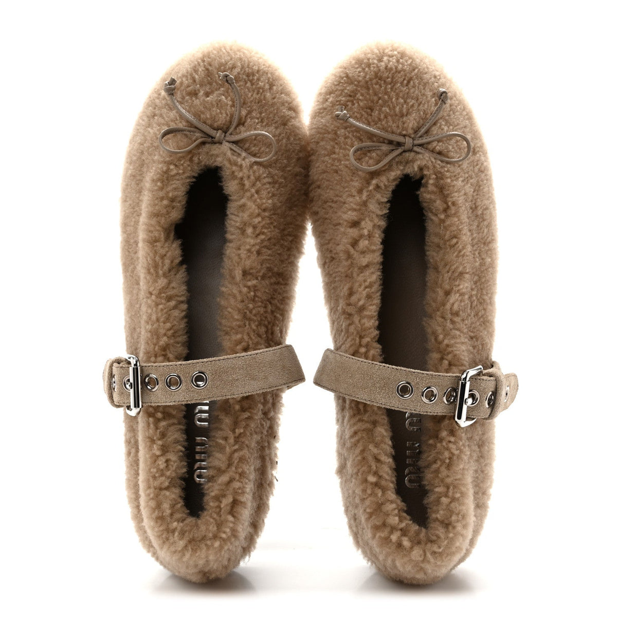 Shearling Mary Jane Ballerina Flats 40 Deserto
