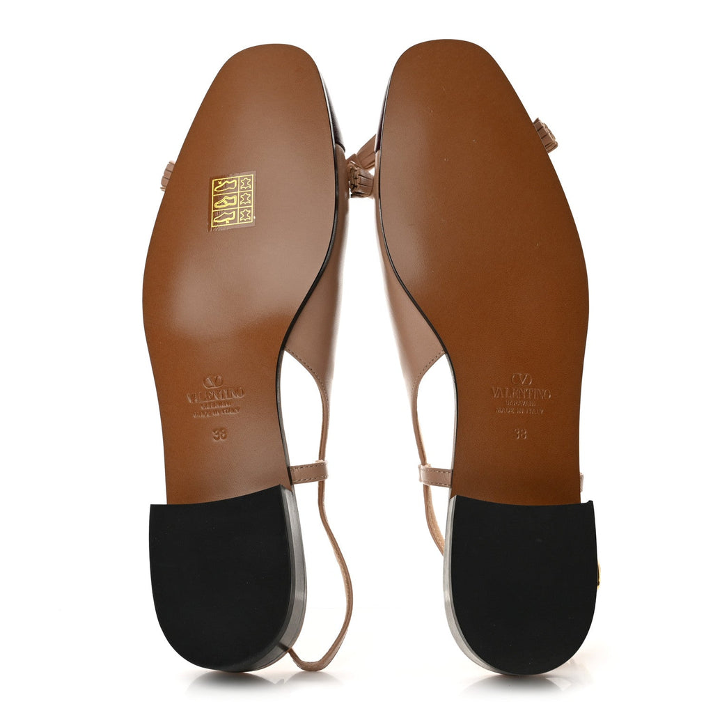 Calfskin VLogo Valet Du Roi Slingback Ballerina Flats 38 Rose Cannelle Garnet