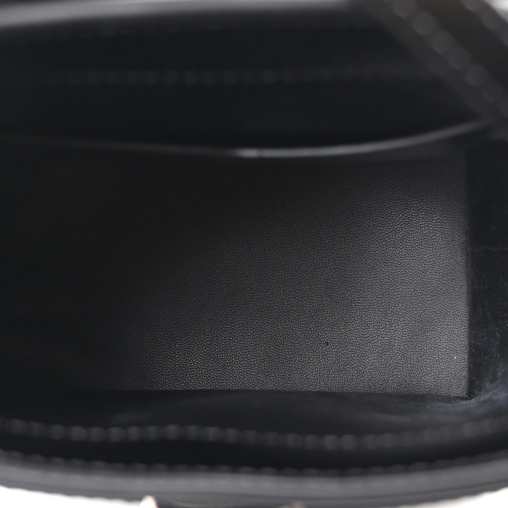 Box Calfskin Shark Lock Bucket Bag Black