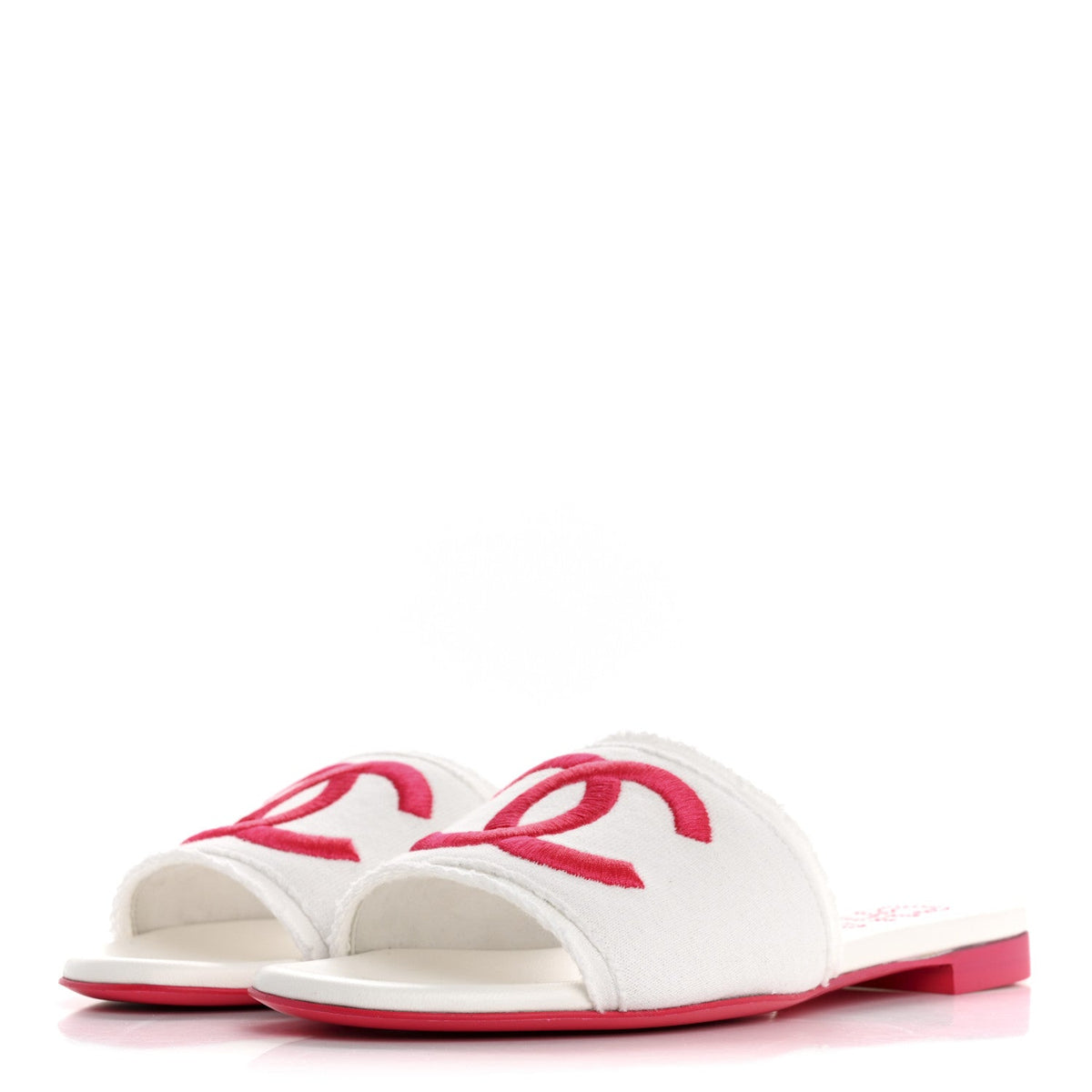 Jersey Knit CC Mules 37 White Fuchsia