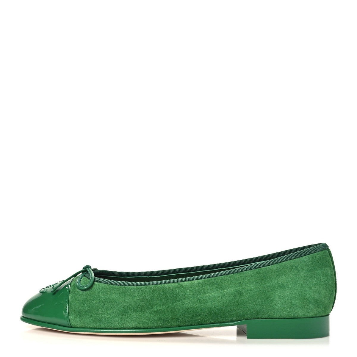 Suede Patent Cap Toe CC Ballerina Flats 37.5 Green