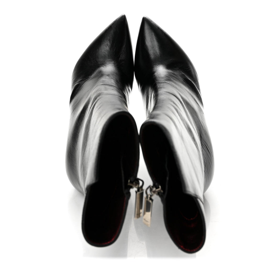 Nappa Silk Freja 105 Zip Booties 35 Black Metal Cherry
