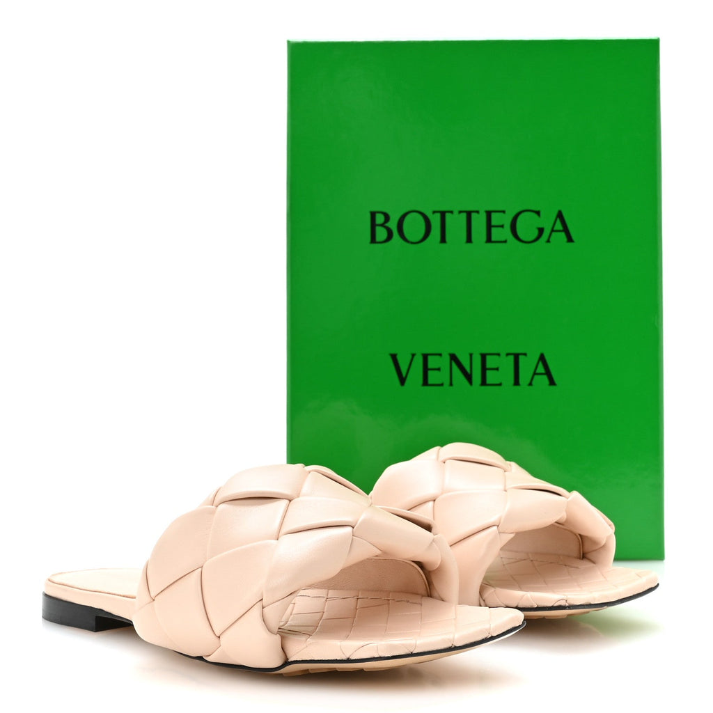 Nappa Maxi Intrecciato Lido Flat Sandals 38.5 Bandage