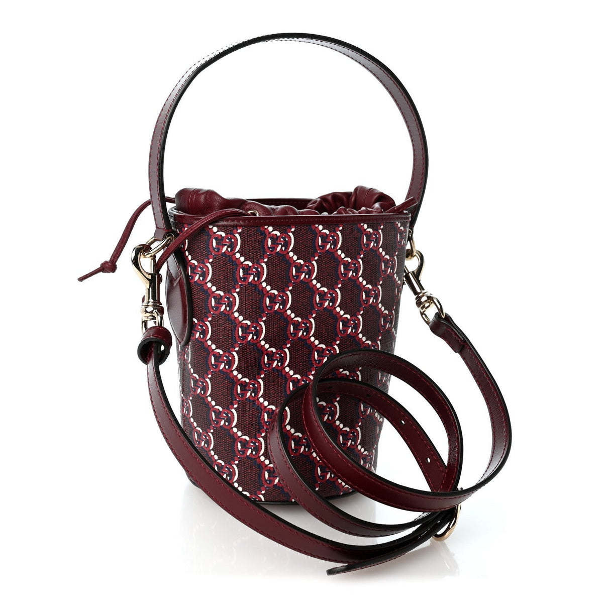 GG Shadow Monogram Mini Bucket Bag Rosso Ancora Red