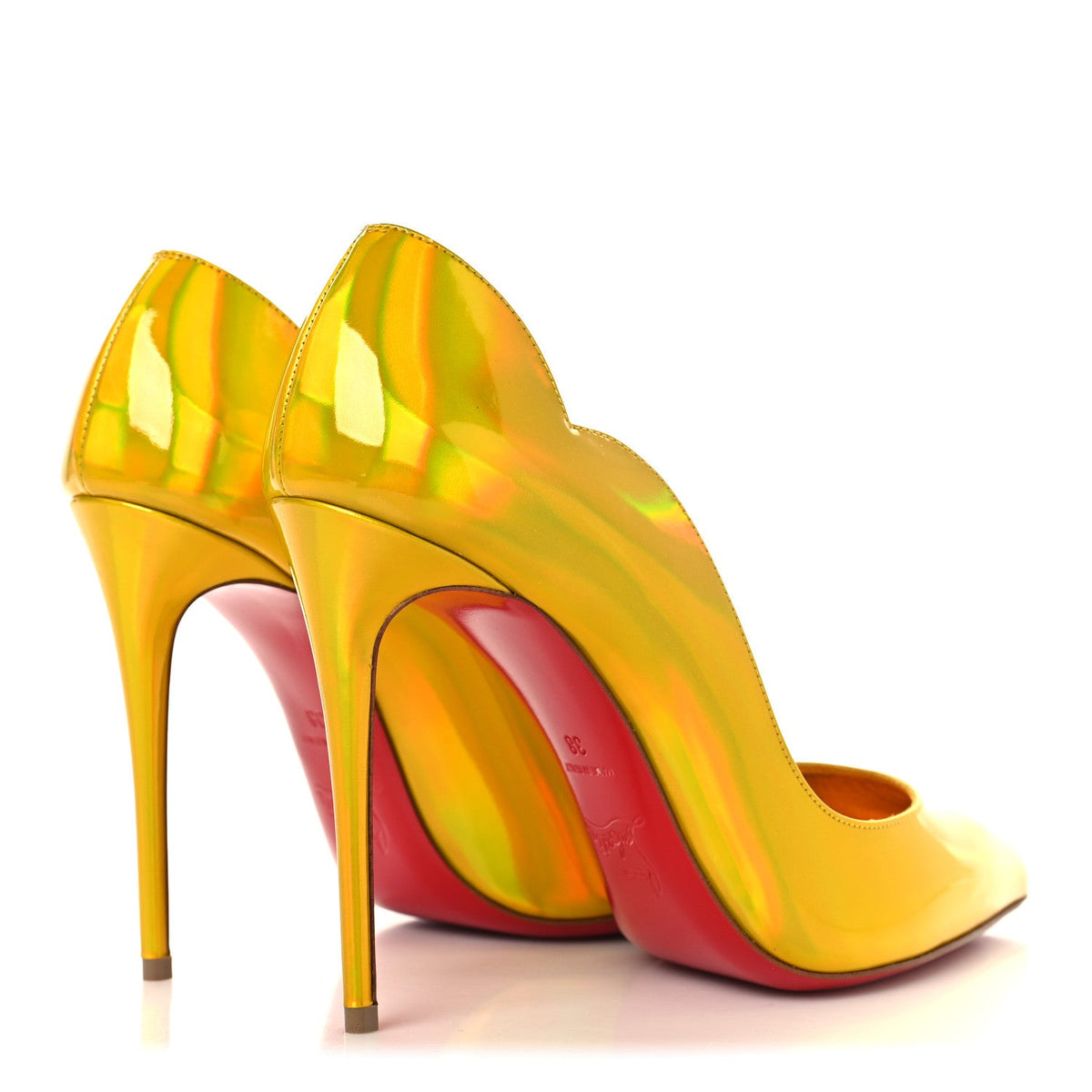 Metallic Patent Hot Chick 100 Pumps 38 Yellow
