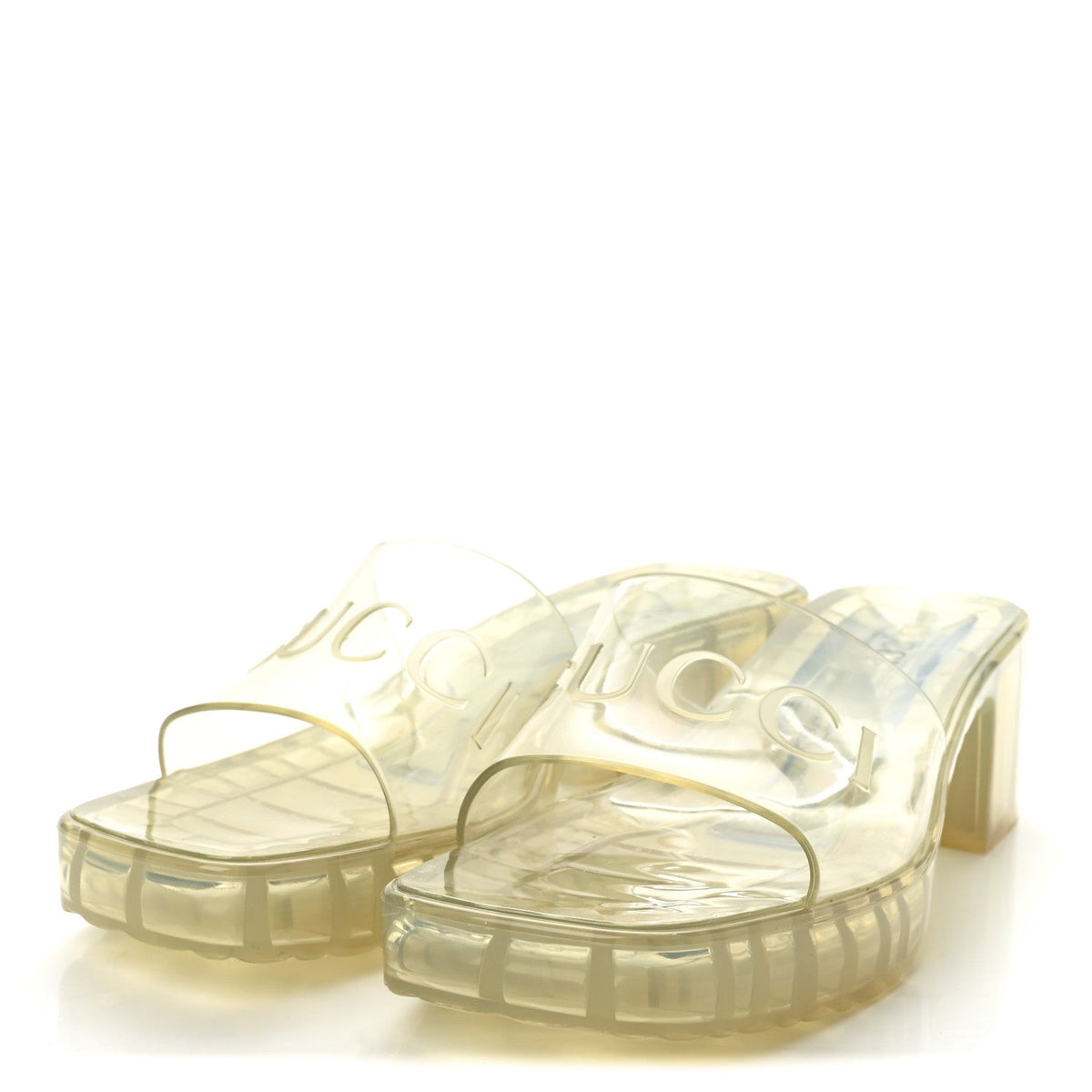 Rubber Gucci Logo Womens Platform 20/60mm Slide Sandals 40 Transparent