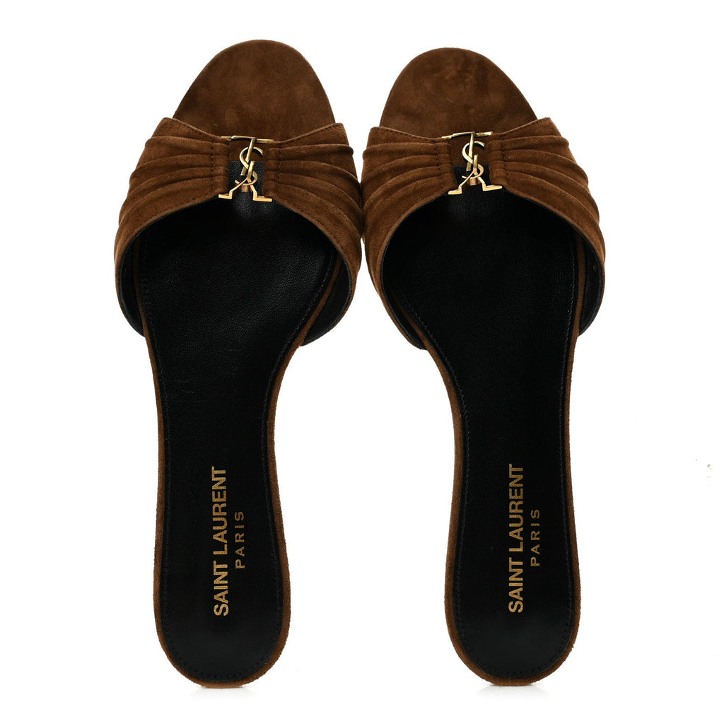 Suede Babylone Slide Sandals 36.5 Dark Havana