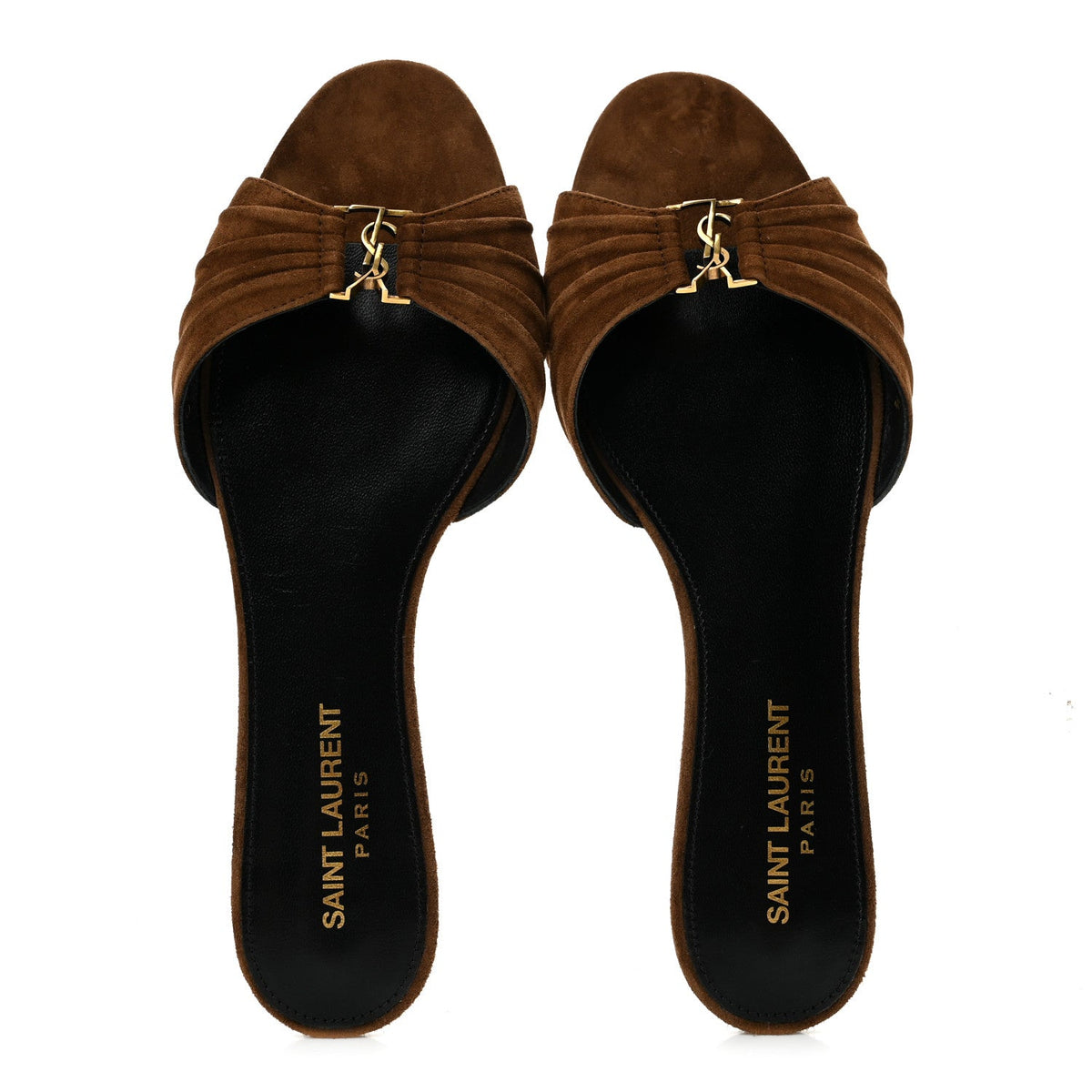 Suede Babylone Slide Sandals 36.5 Dark Havana