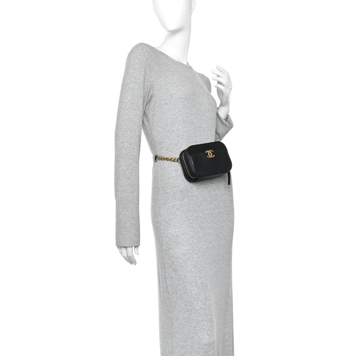 Caviar Quilted Waist Bag Black
