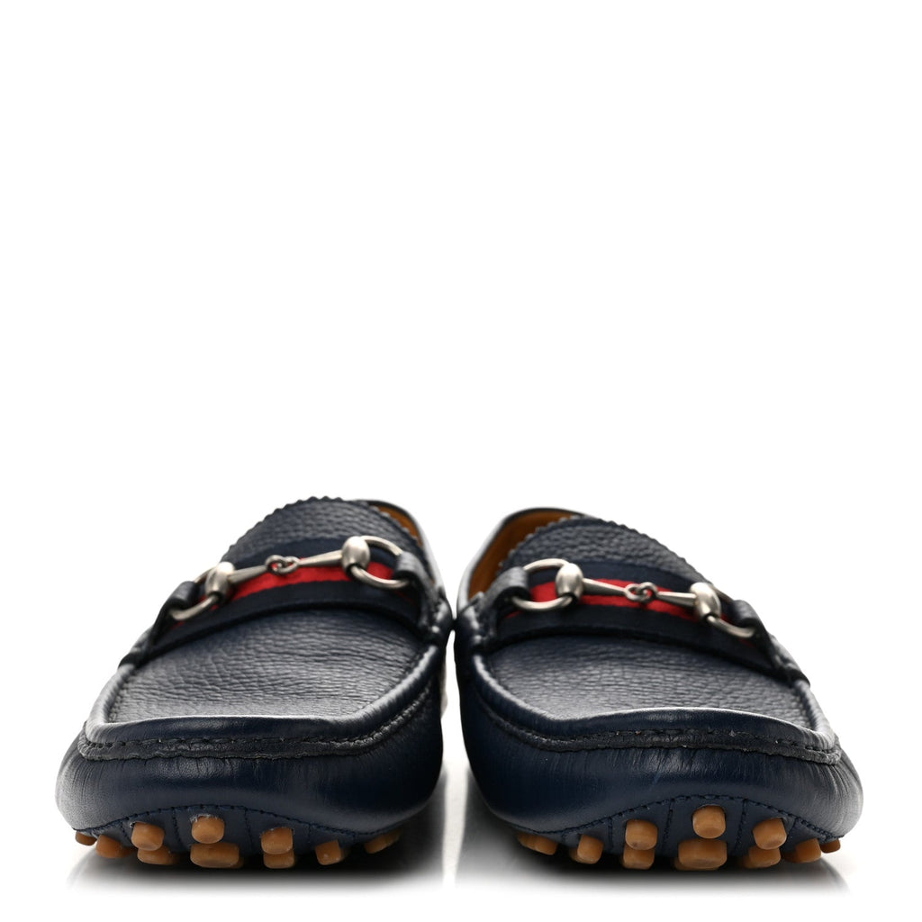 Road Calfskin Web Mens Horsebit Driver Loafers 9 Maritime