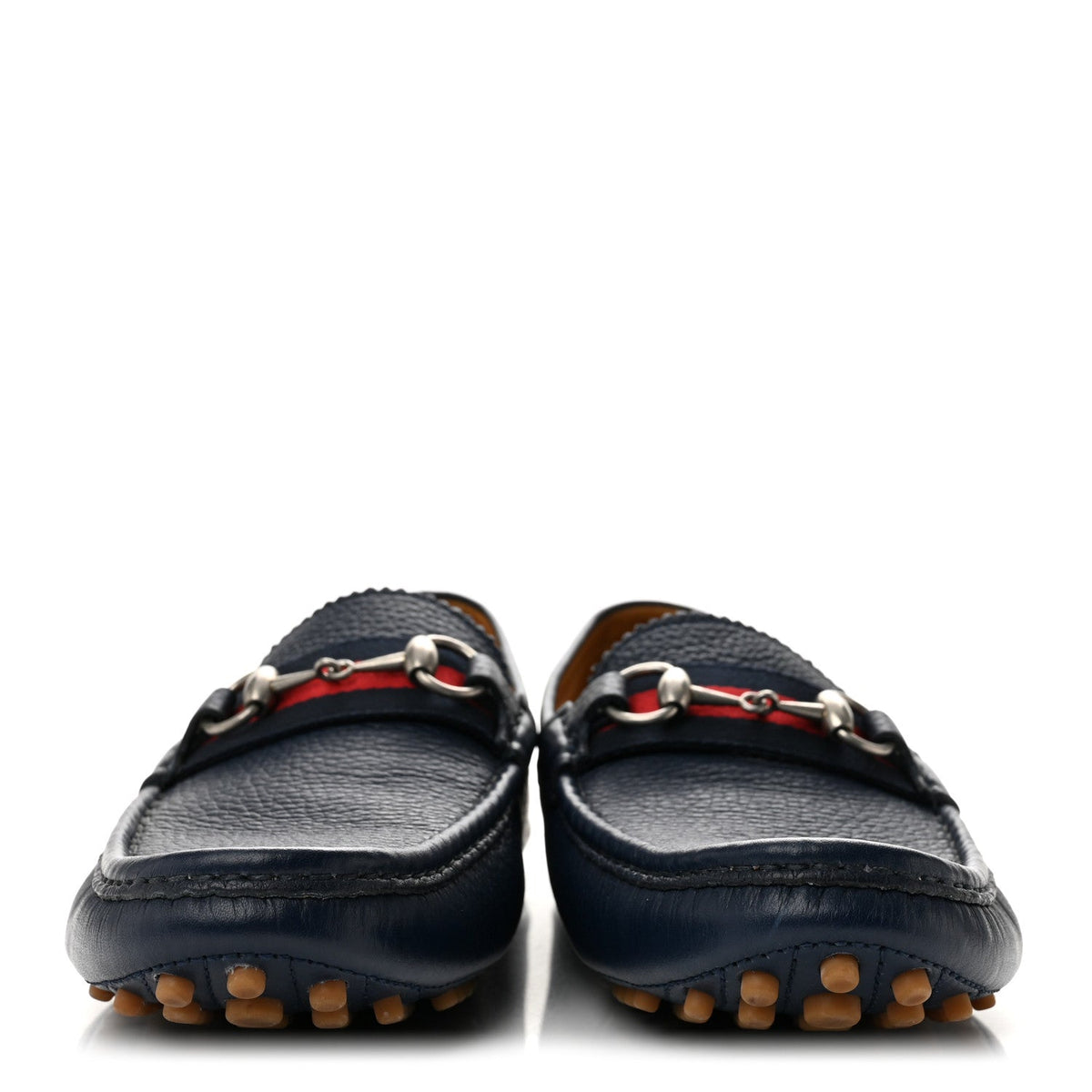 Road Calfskin Web Mens Horsebit Driver Loafers 9 Maritime