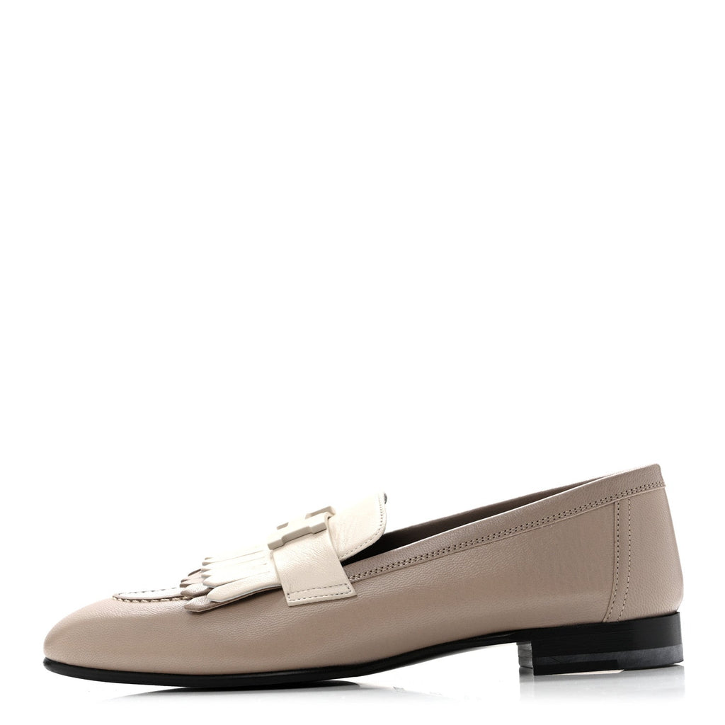 Goatskin Womens Royal Loafers 36.5 Multicolore Beige Mastic