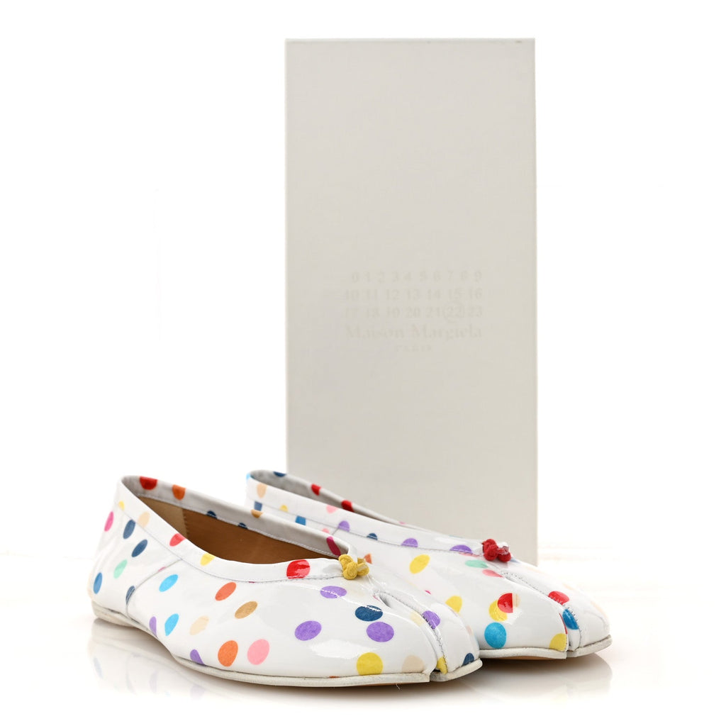 Coated Canvas Confetti Printed Tabi New Ballerina Flats 37 White Multicolor