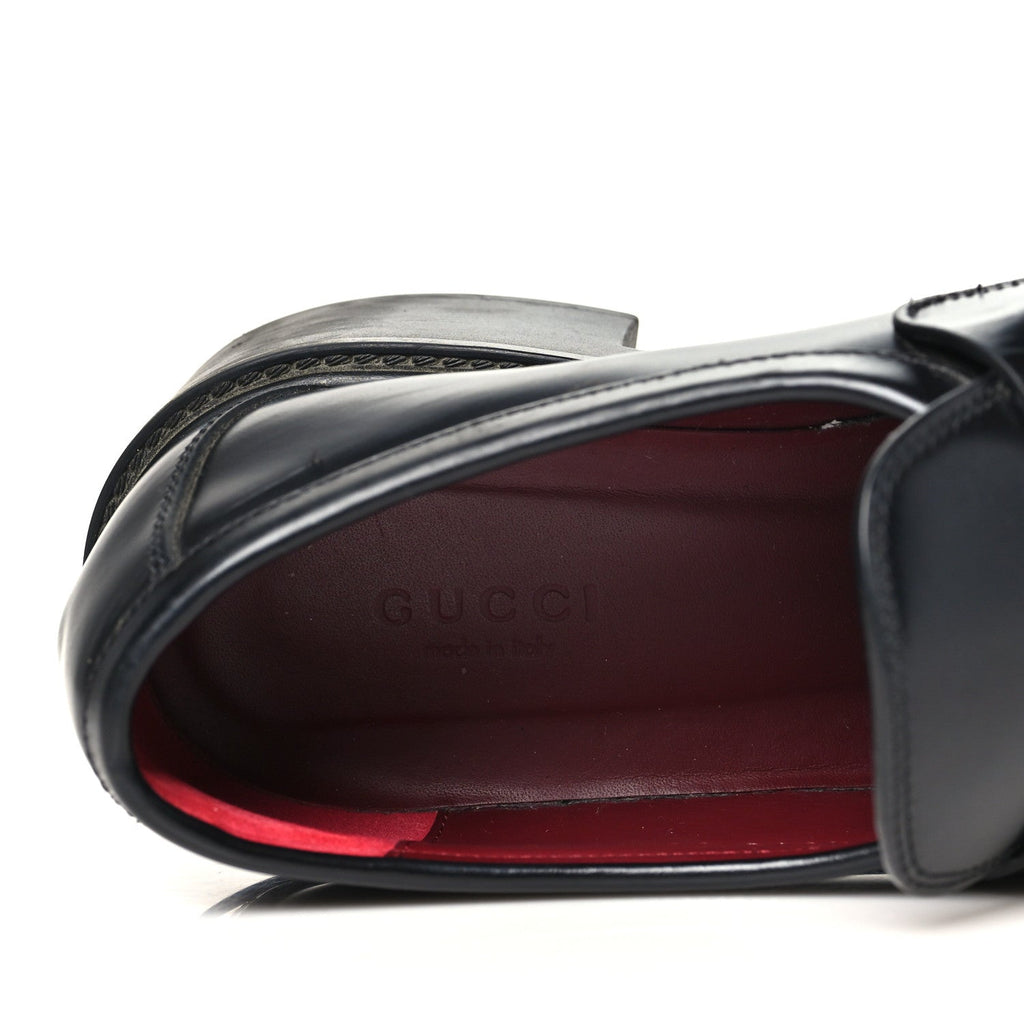 Calfskin Horsebit Womens Lug Sole Loafers 37 Black