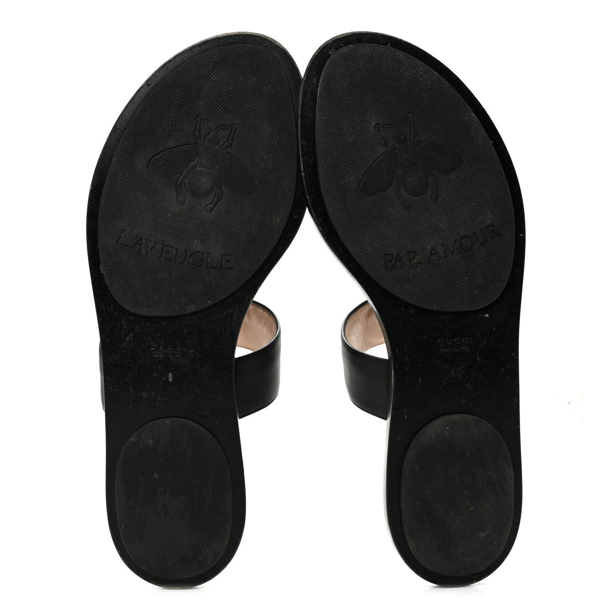 Calfskin GG Marmont Thong Sandals 40 Black