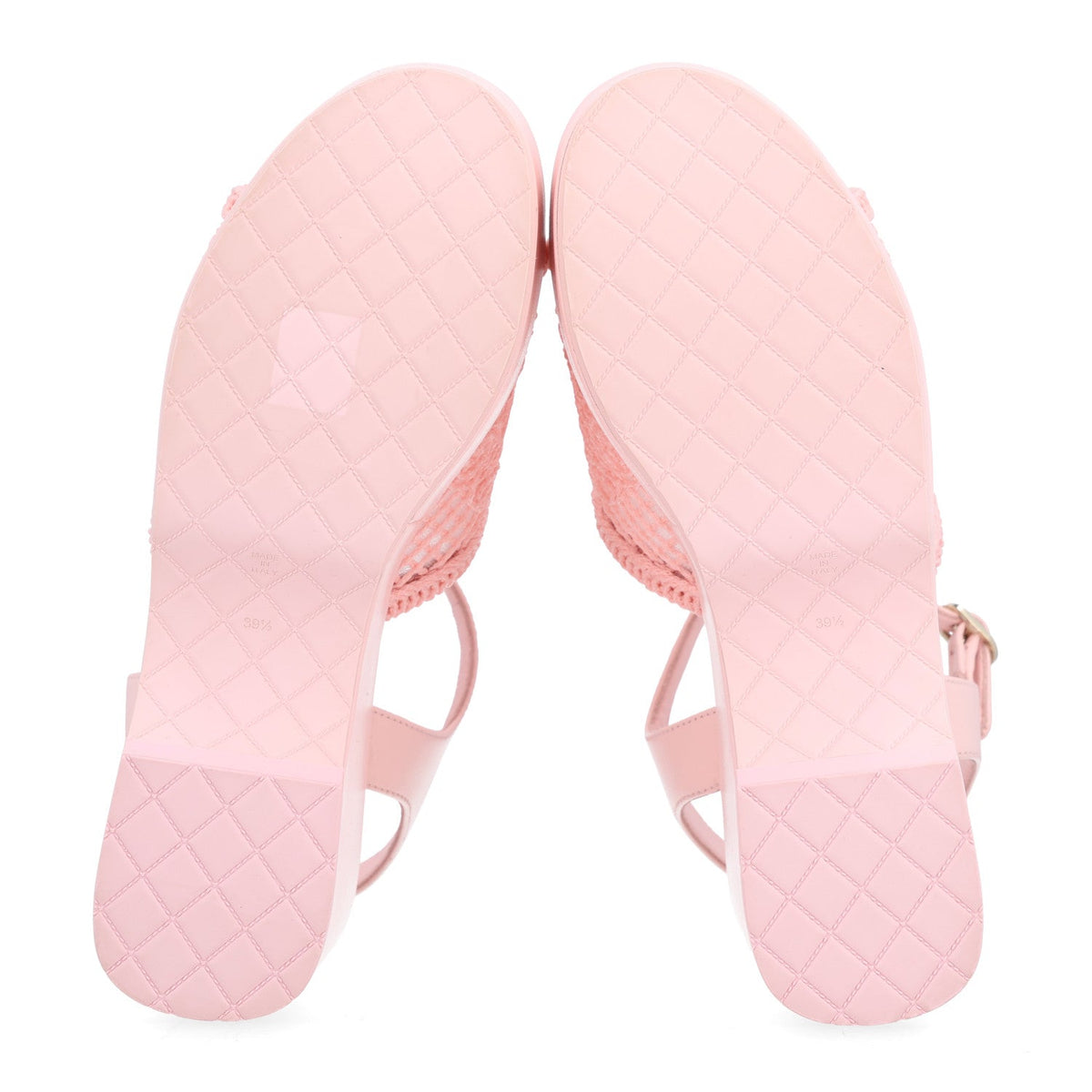 Fabric Calfskin CC Platform Sandals 39.5 Light Pink