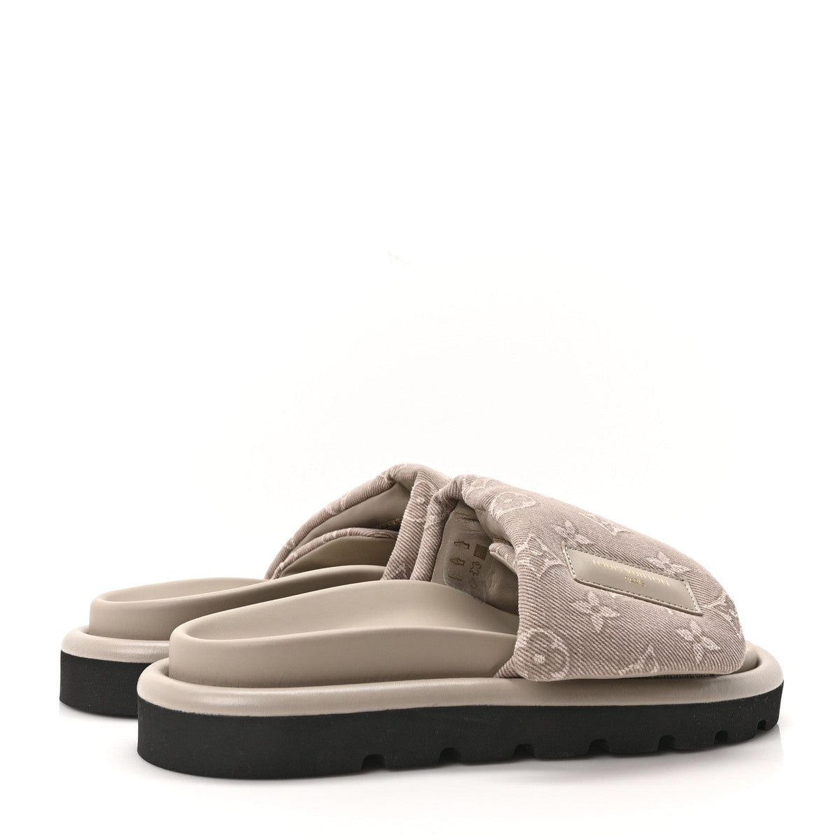 Monogram Denim LV Pool Pillow Flat Comfort Mule 38 Grey