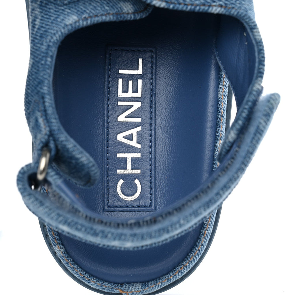 Printed Denim CC Dad Sandals 36 Light Blue