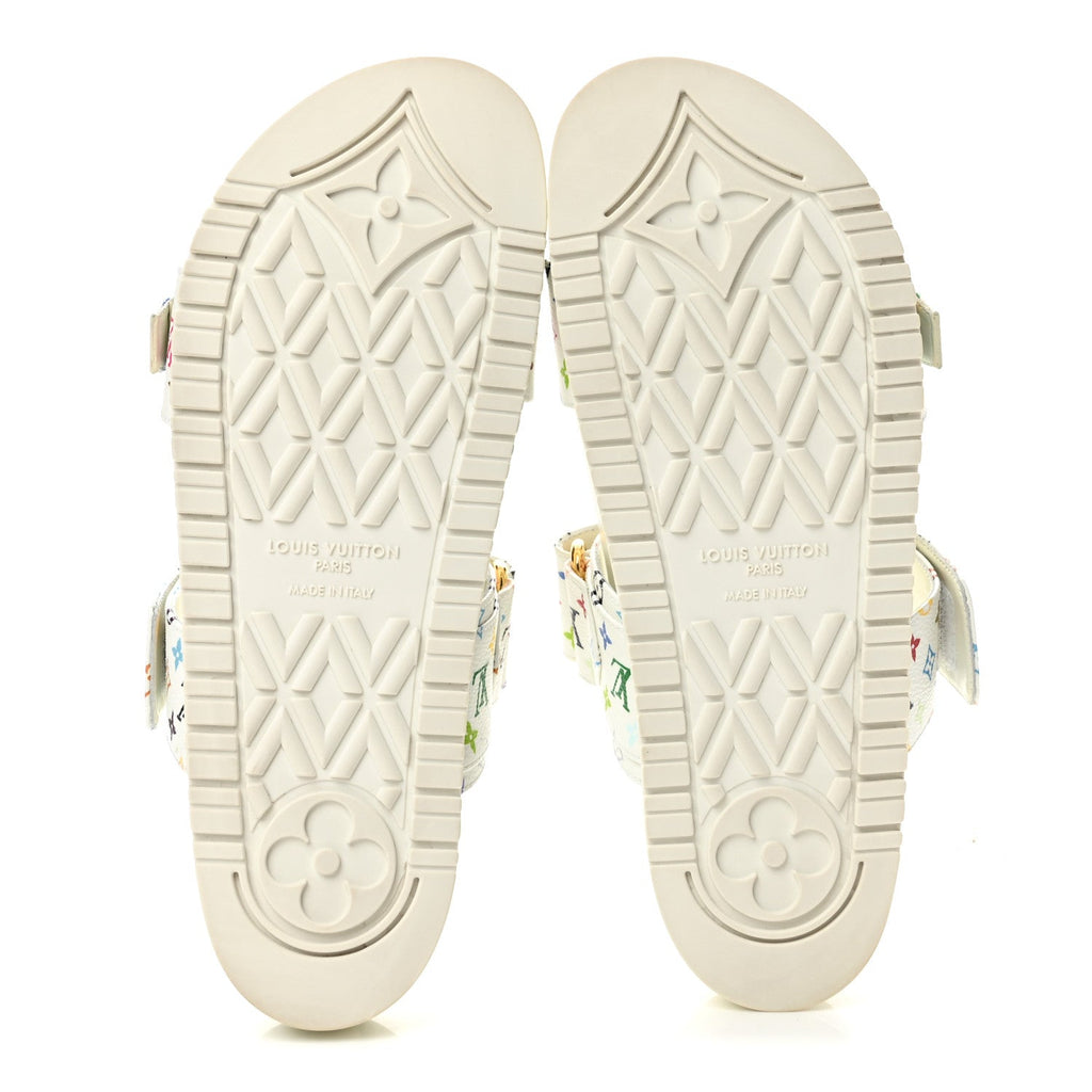 LV X TM Monogram Multicolor Bom Dia Comfort Mule Sandals 38 White