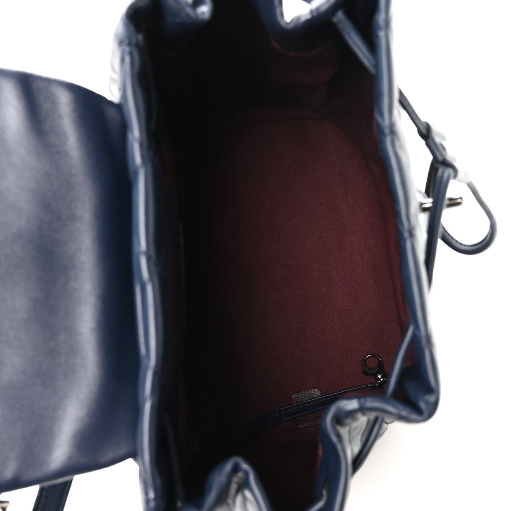Lambskin Quilted Daily Supple Backpack Blue