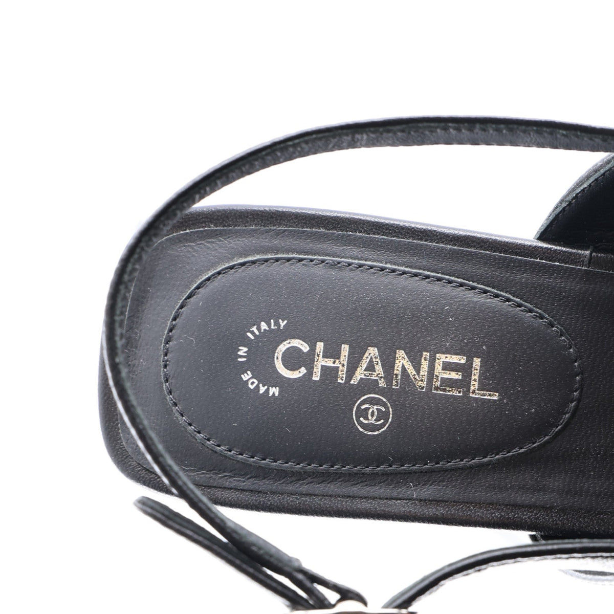 Lambskin Camellia Thong Sandals 36.5 Black White