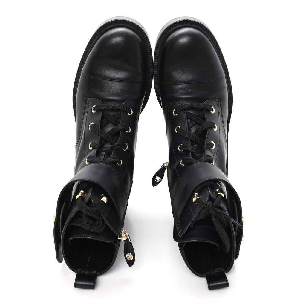 Calfskin Territory Flat Ranger Boots 38 Black