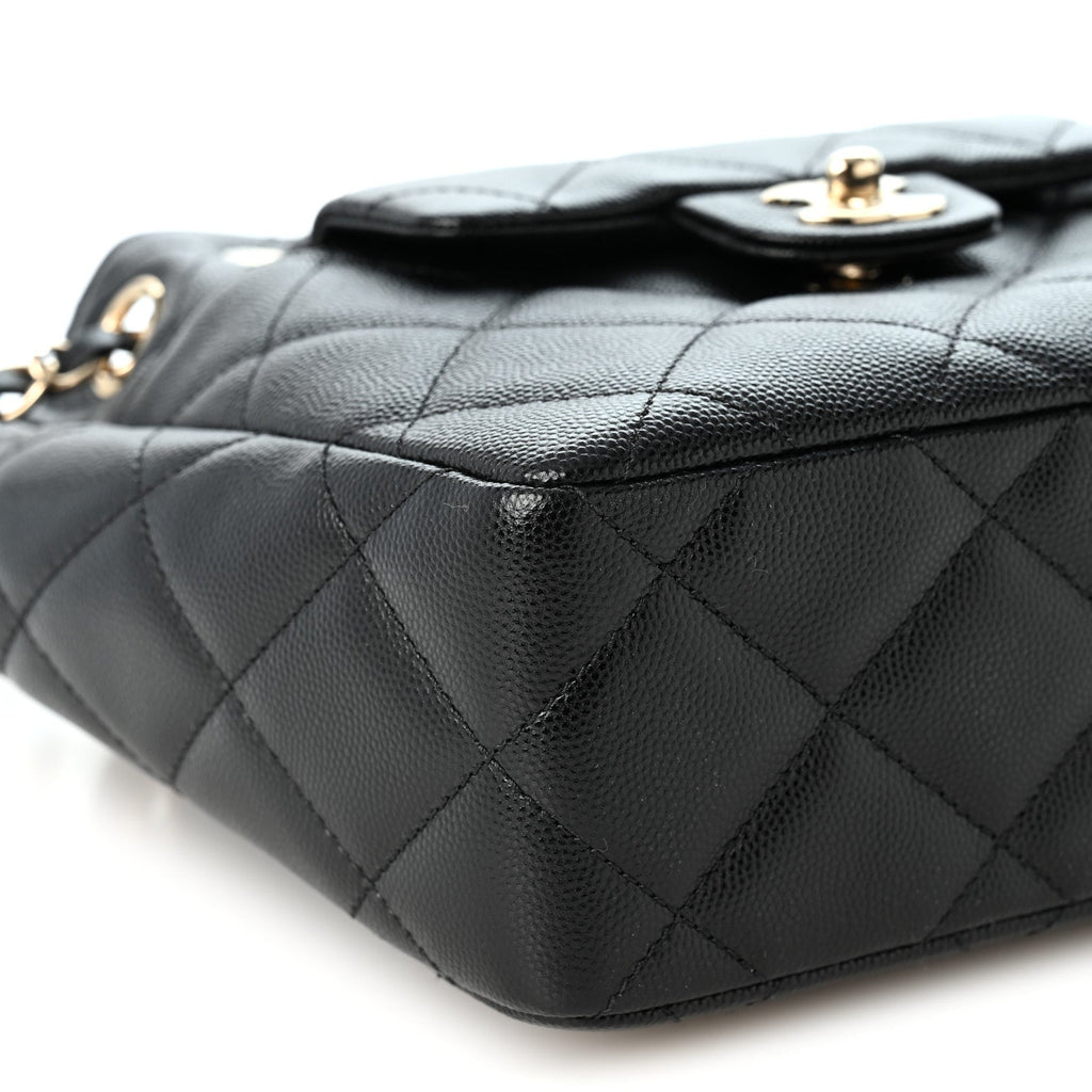 Caviar Quilted Flap Bucket Bag Black