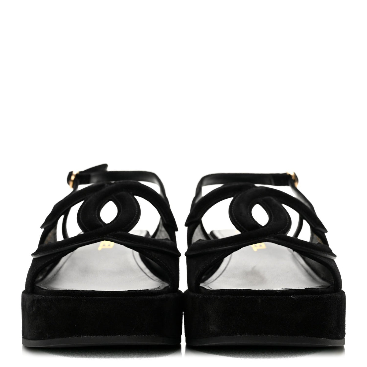Suede Calfskin Platform CC Sandals 39 Black