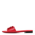Vitello Cuoio Baguette Flat Slide Sandals 38.5 Pink Dalia