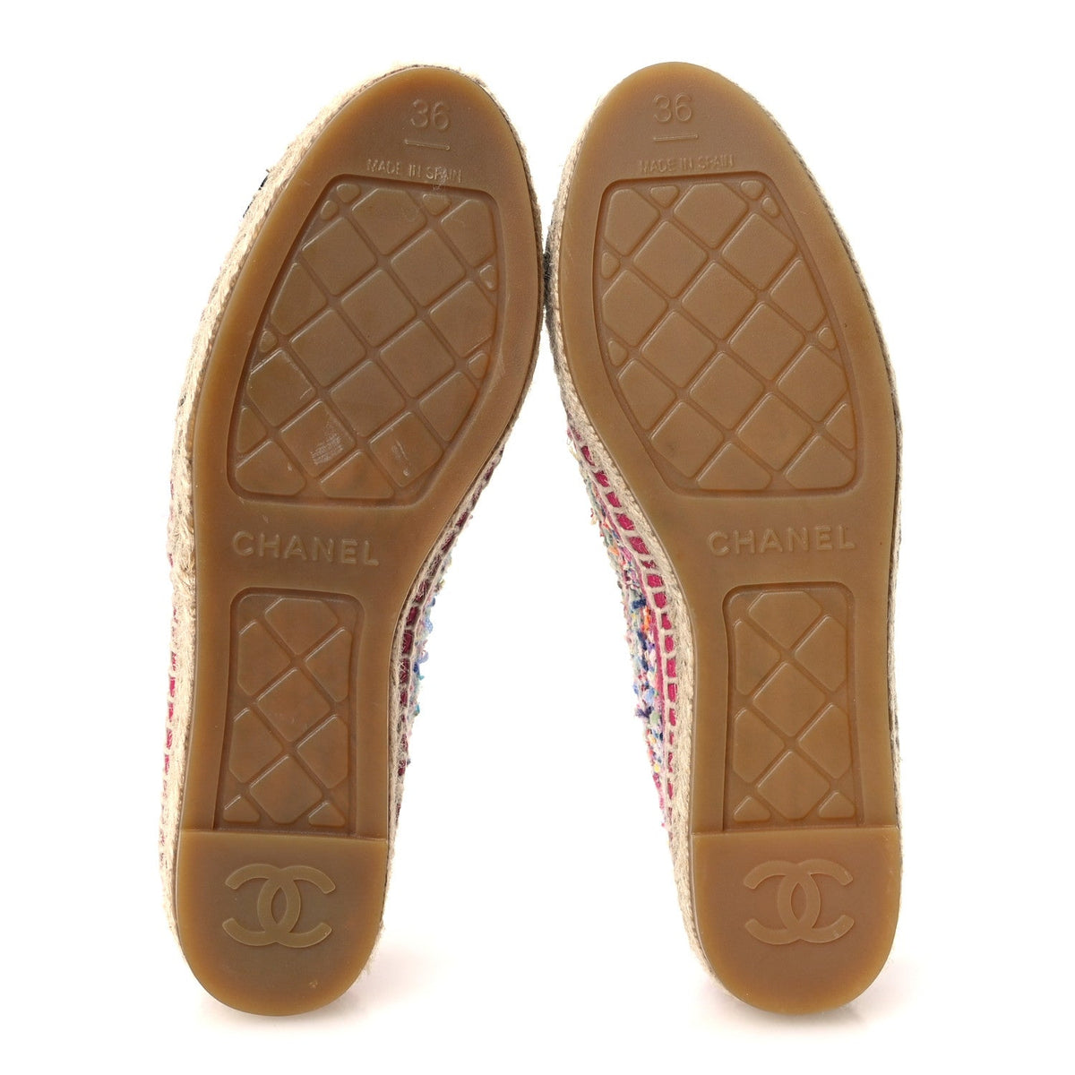 Cotton Tweed Grosgrain CC Espadrilles 36 Multicolor Black
