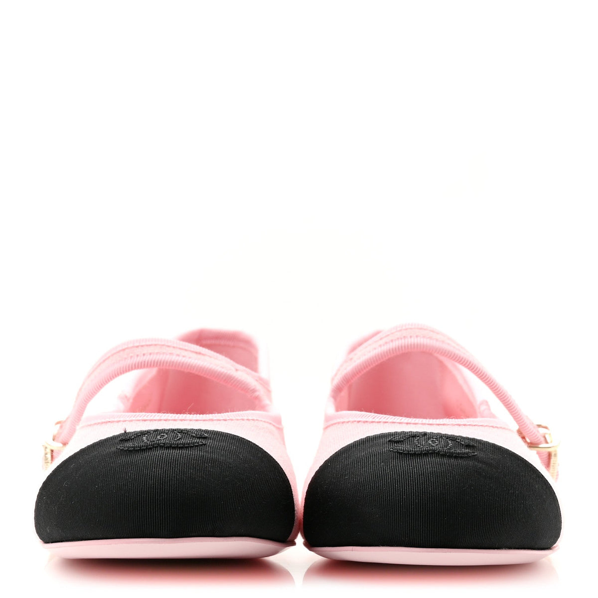 Fabric Grosgrain Mary Jane Flats 38.5 Light Pink Black